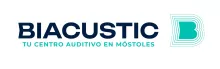 fondo blanco con letras azules que dice biacustic