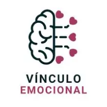 logo de vinculo emocional. Mitad cerebro mitad 5 corazones rosas
